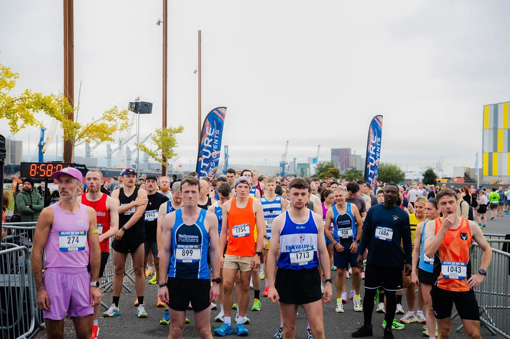 Runners lining up at the 2026 Belfast Bay Run