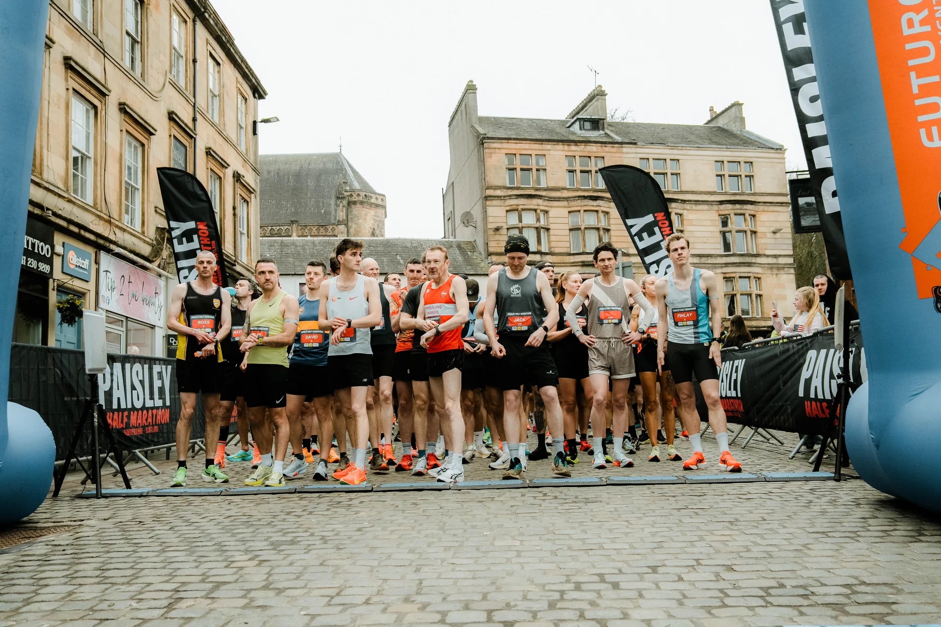 Runners at the Paisley Half Marathon start